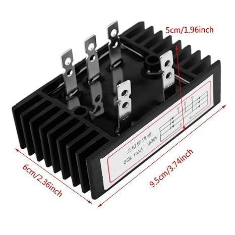 SQL100A Bridge Rectifier, 100A 1600V, AC to DC 3 Phase Diode, Aluminum, 2 Pieces