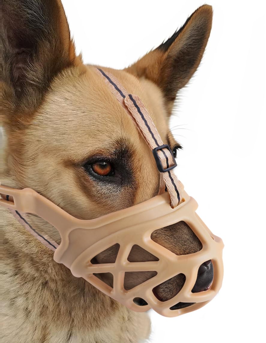 Mayerzon Dog Muzzle, Breathable Basket Muzzles for Small, Medium, Large and X-Large Aggressive Dogs Beagle German Shepherd Doberman, Cage Mouth Guard