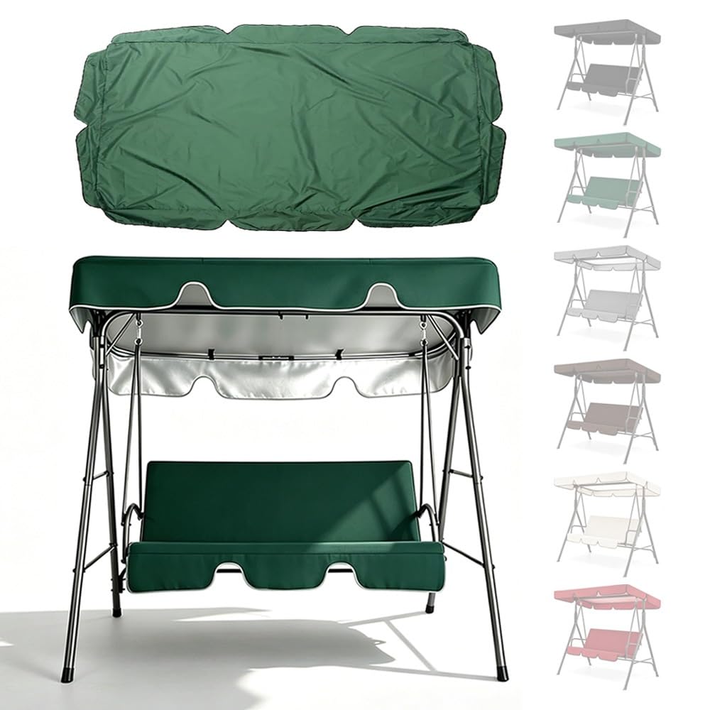 Toit De Balancelle De Jardin 190x132cm Auvent De Balançoire D'extérieur Toile De Rechange pour Balancelle en Tissu Oxford 420D Imperméable Protection UV(Green,77x49in-195x125cm)