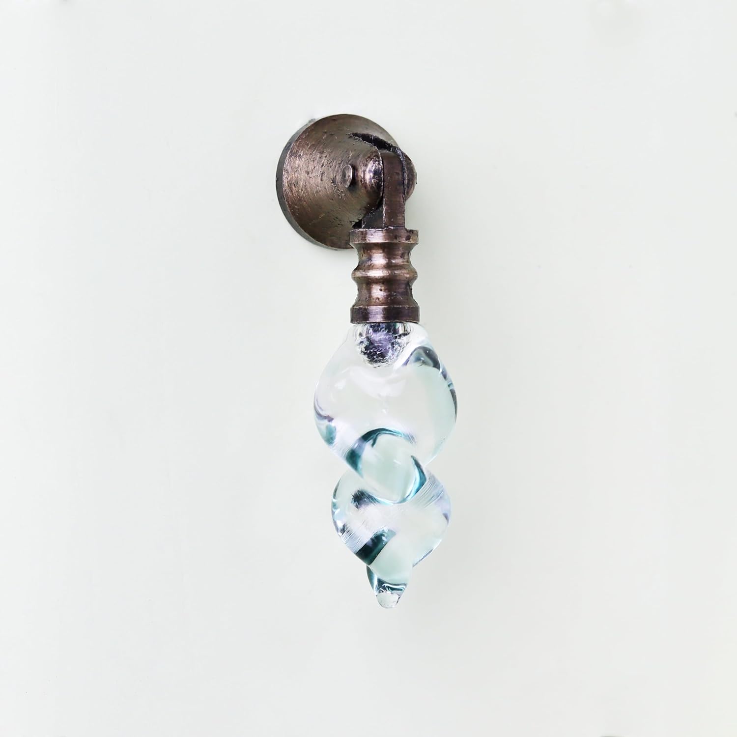 Indian Shelf 6 Pieces Glass Drop Knobs Unique Kitchen Cabinet Knobs Decorative Teardrop Drawer Knobs Dresser Pendent Knobs Pulls, 1.96, Light Blue Twist, GDSK-60-1-A-6