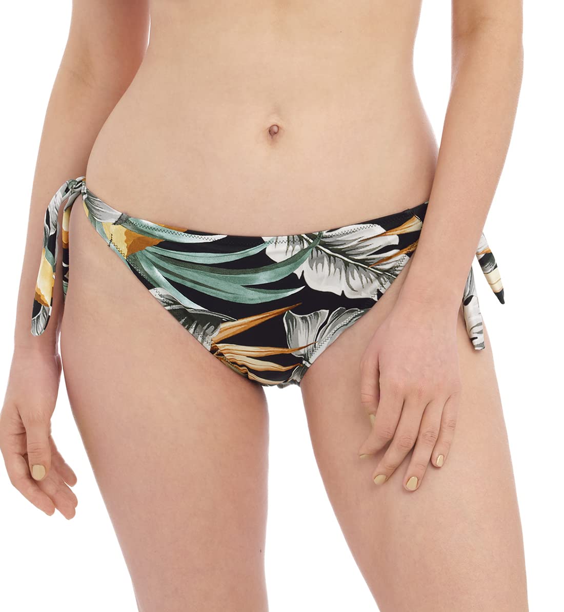 Fantasie Women's Bamboo Grove Tie Side Bikini Brief Bottoms, Jet, Medium