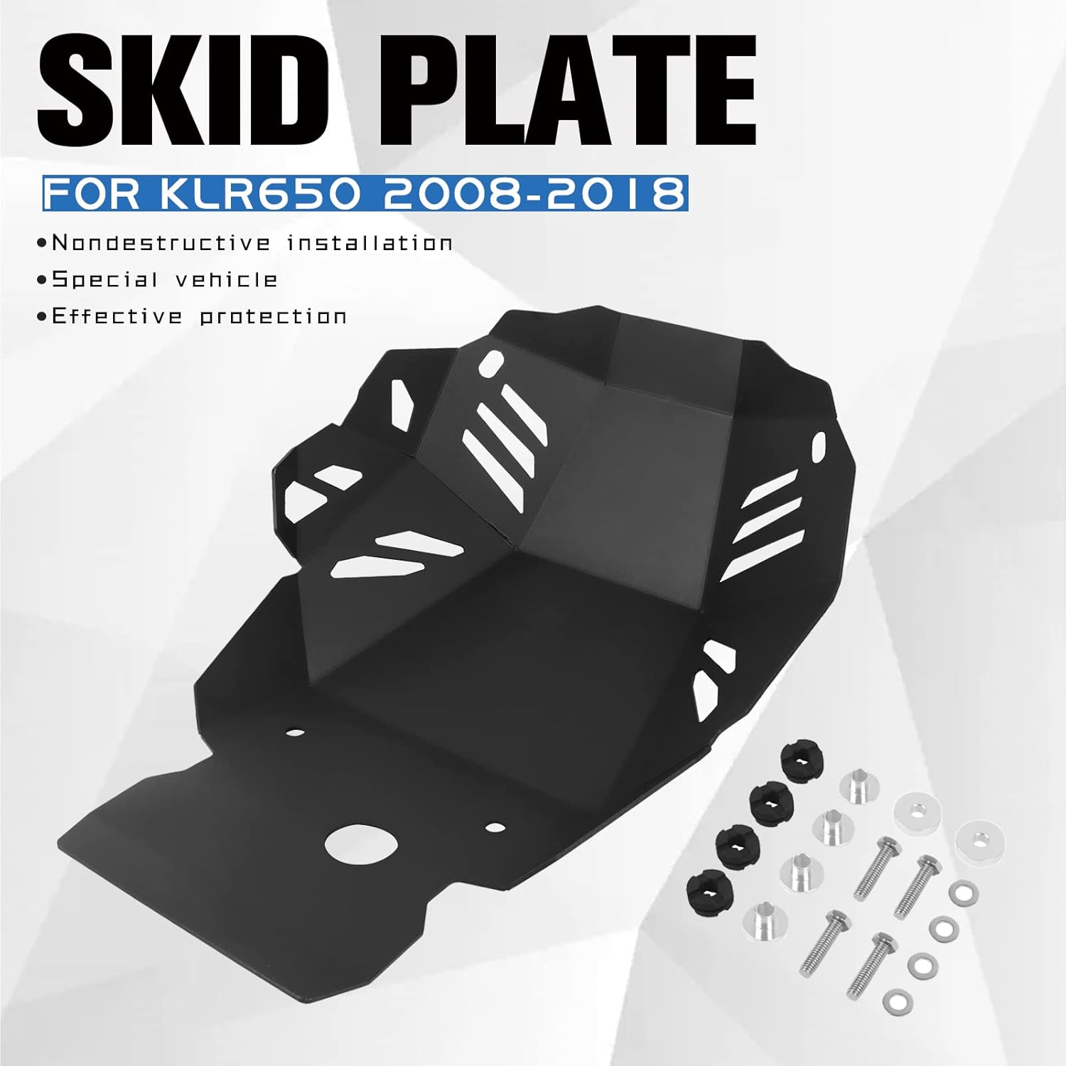 Worldmotop Engine Skid Plate Replacement for Kawasaki KLR650 KLR 650 2008-2023 Motorcycle Engine Protective Skid Plate Cover(Black)