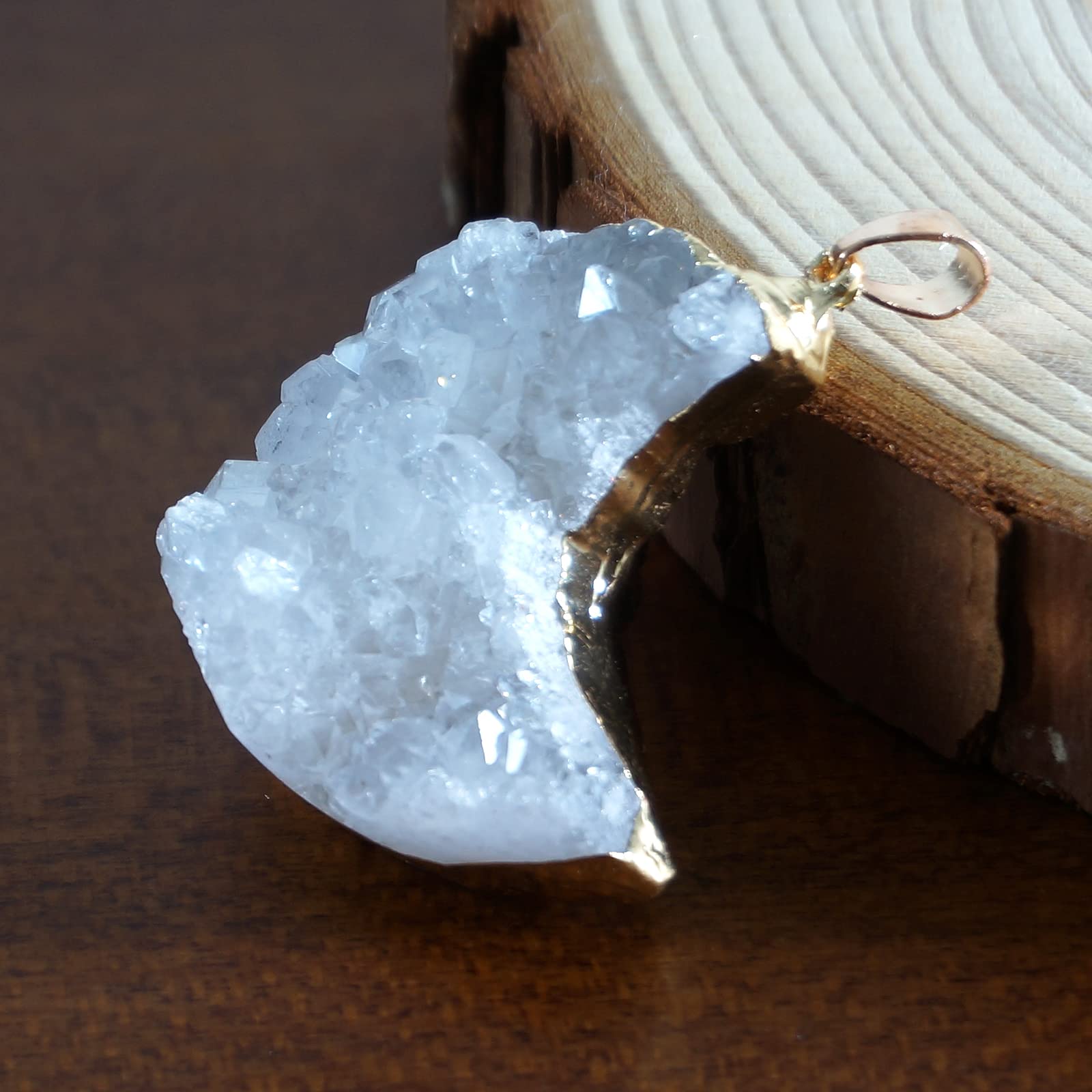 soulnioi Healing Crystal Set-1Pcs Seven Chakra Square Beads Bracelet and 1Pcs White Crystal Moon Gemstone Pendant - Image 2