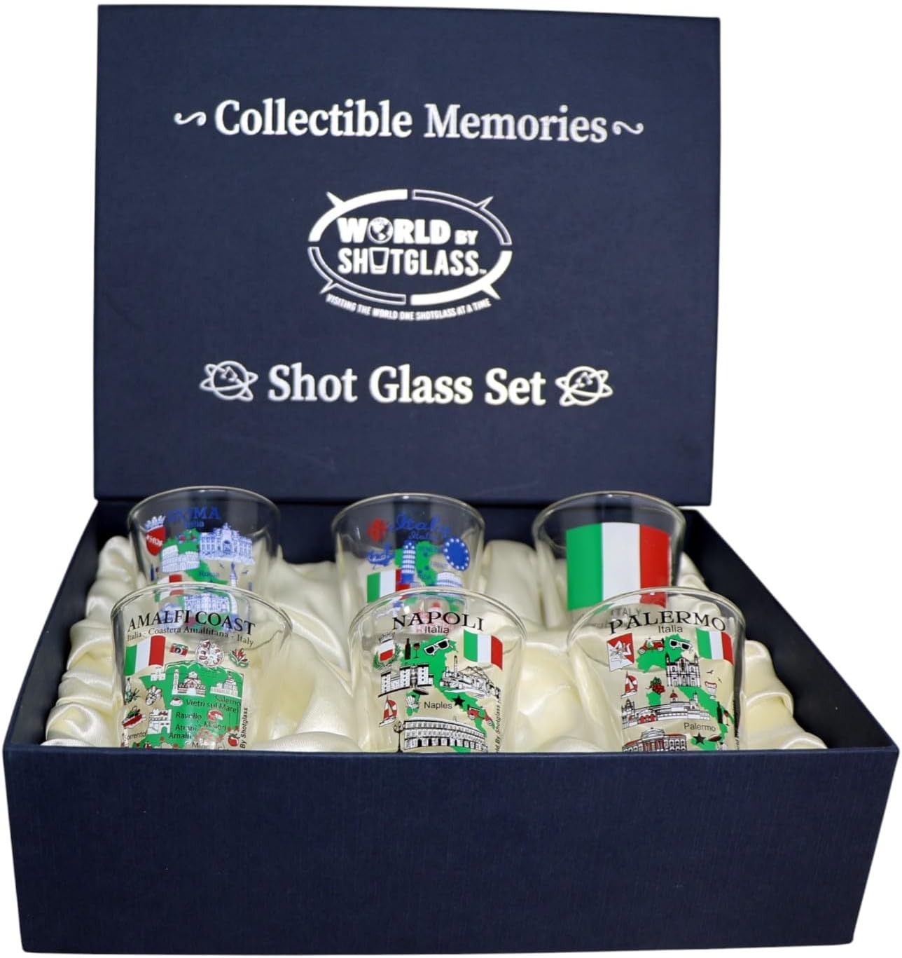 Italy Central and Southern Highlights Souvenir Boxed Shot Glass Set (Set of 6)