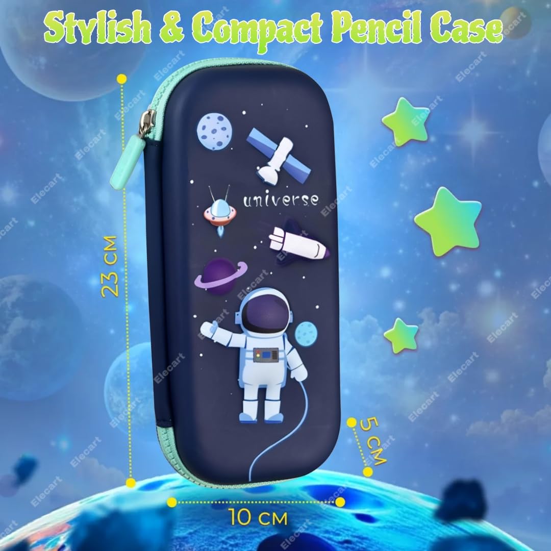 Elecart Premium Pencil Case | Large-Capacity Anime Stationery Pouch | Durable Geometry Box for Kids, Boys & Girls | School, Travel & Gift Organizer (Random Design) (Universe Astronaut) 1