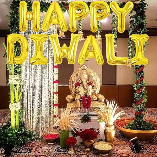 Image of AMFIN (Pack of 1) Happy Diwali Foil Balloon - Gold