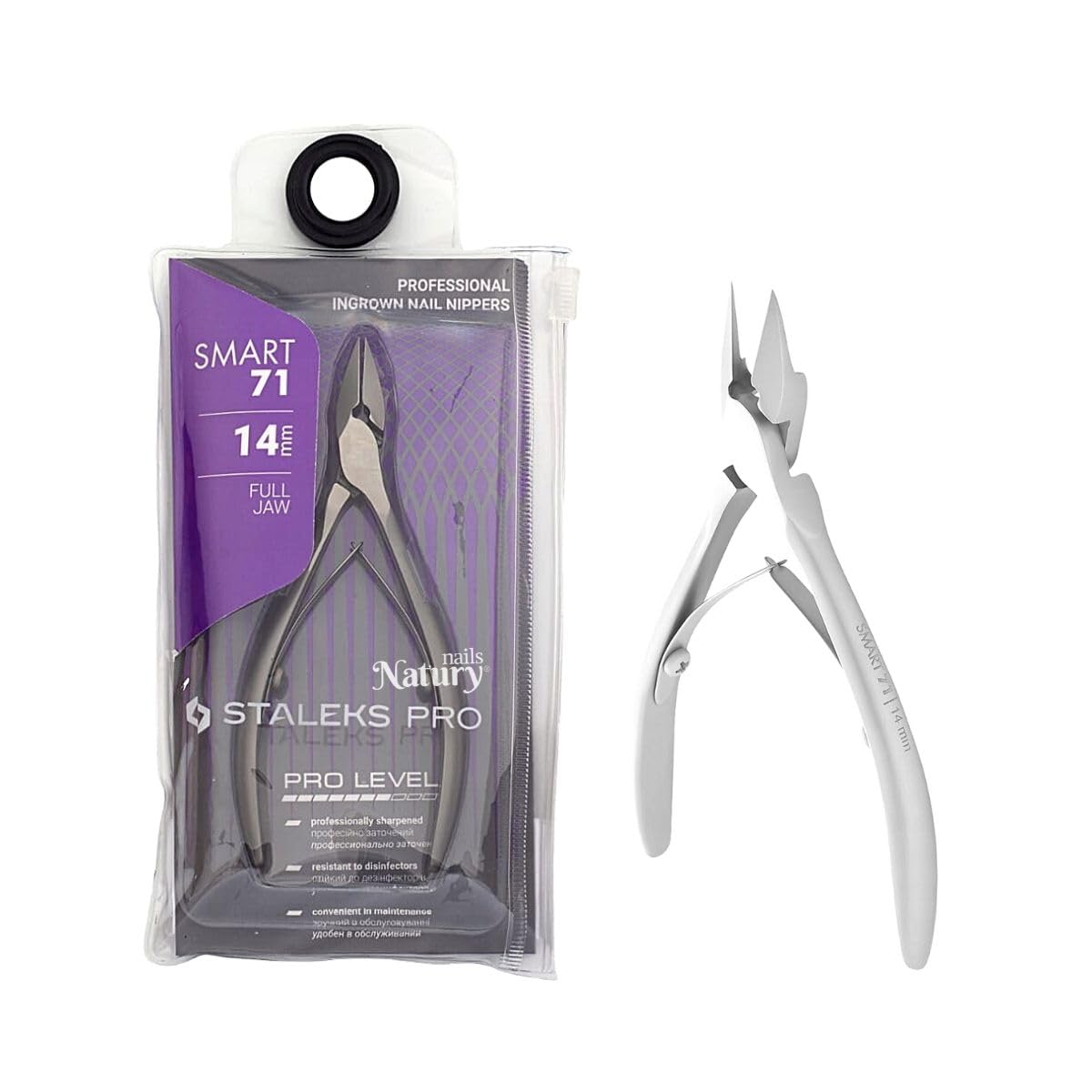 STALEKS PRO by Natury Nails Pinza professionale per unghie 14 mm. Pedicure speciali. Acciaio inossidabile. Smart 71-14