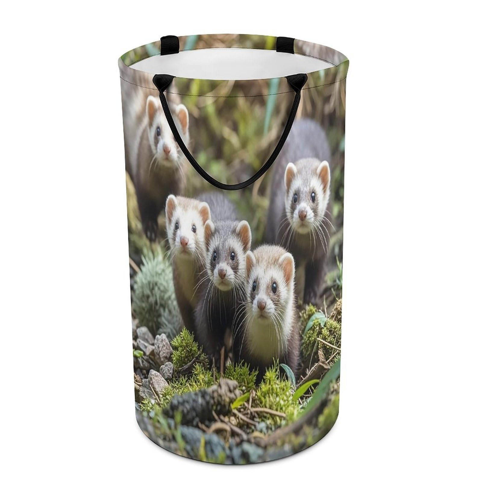Ferrets Laundry Hamper Waterproof Clothes Basket Large Capacity Collapsible Laundry Basket Freestanding Clothes Hamper for Dorm Family Bathroom Decor Storage 86L
