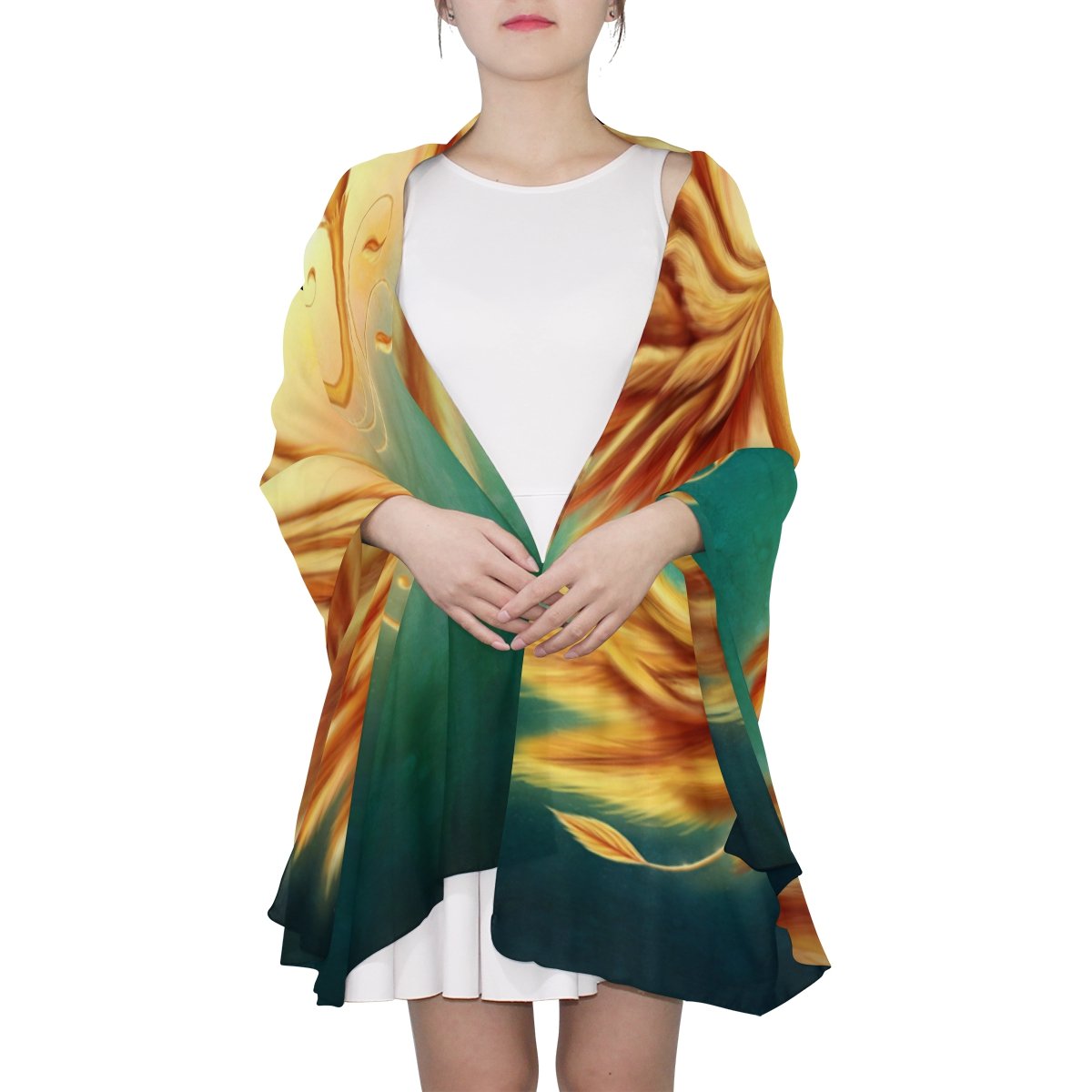 Lianchenyi Women's Multi Magic Firebird Phoenix Silk Scarf Lightweight Shawl Soft Long Scarves