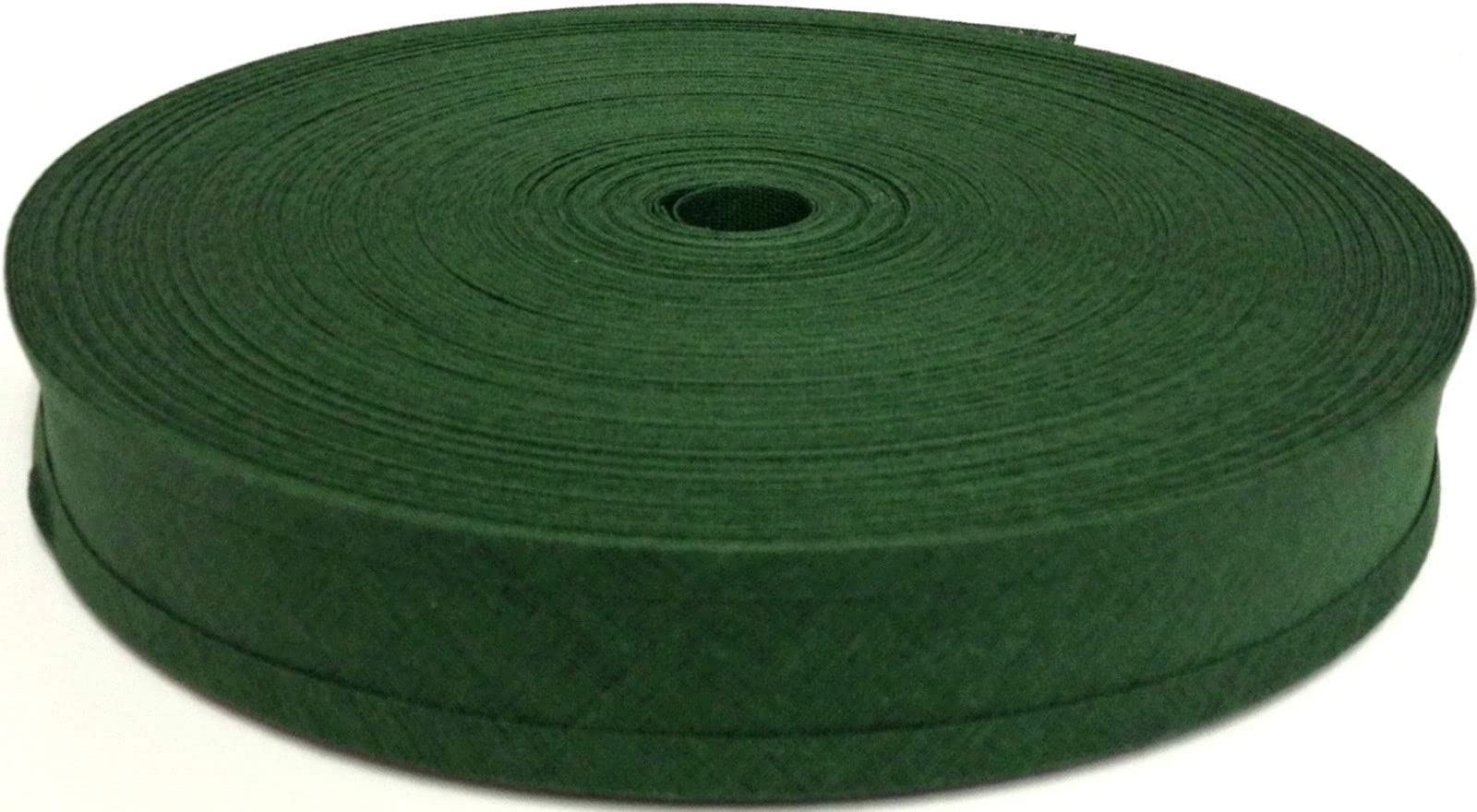 100% Cotton Bias Binding Tape 50m, Double Folded 50 Metre Roll, 1 Inch 25mm Wide, Edging for Sewing, Bunting, Upholstery, Furniture, Piping & Garments (Bottel Green 6320)