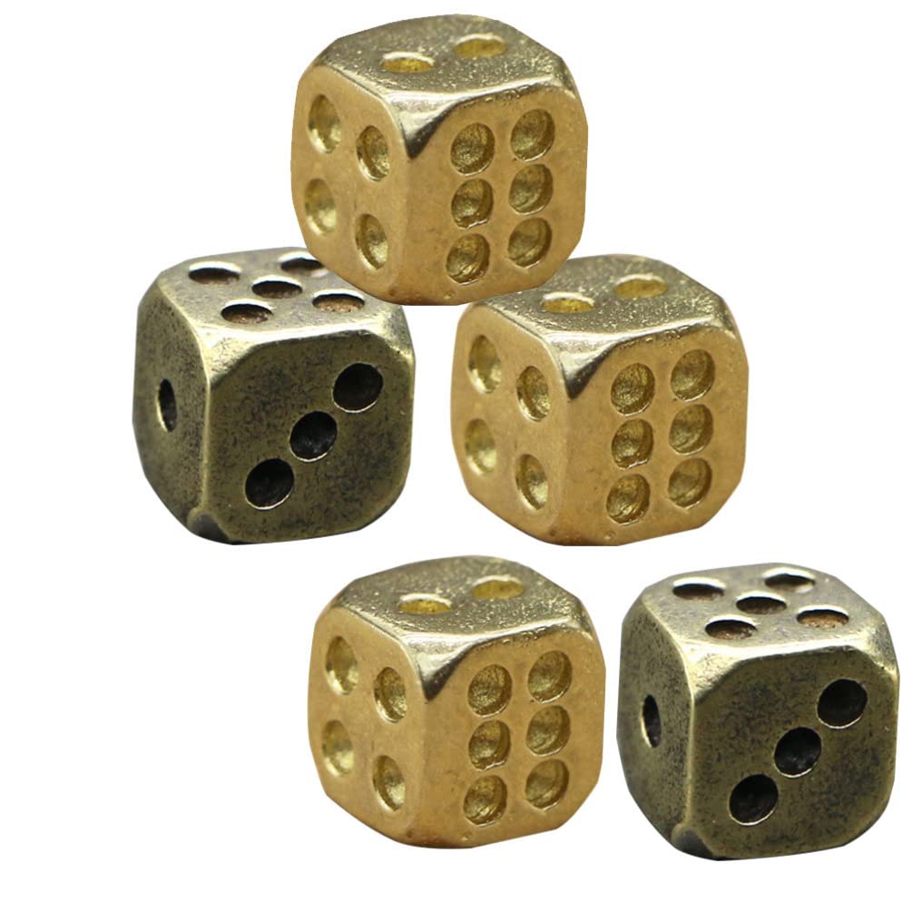 5Pcs Pure Copper dice Fancy 6 Sided dice Brass dice Unique 6 Sided dice Simple Small dicesdnd Stuff Board Game Antique dice Retro dice dice Silver dice d6 Vintage Accessories