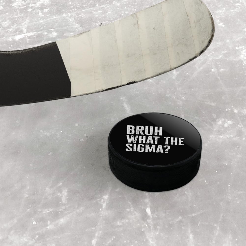 GRAPHICS & MORE Bruh What The Sigma? Ice Hockey Puck