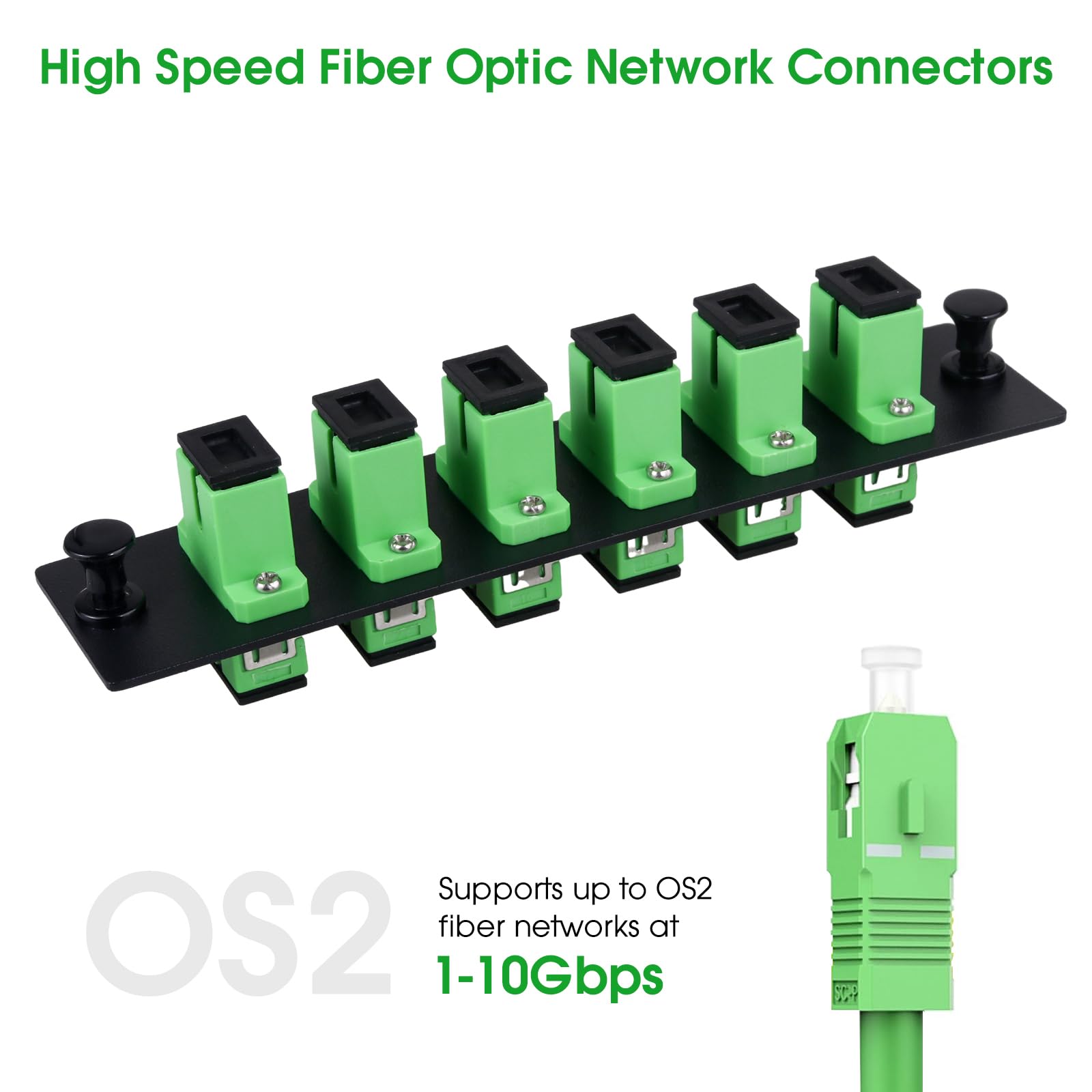 Lot de 4 panneaux de brassage Simplex SC/APC avec adaptateurs SC Simplex monomode vert, 6 ports fibre