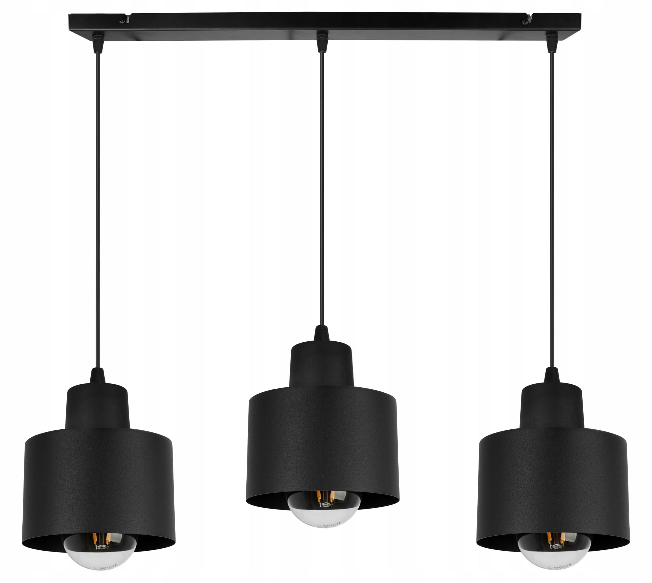 Plafonnier suspendu Panta Light-Home - Lustre de plafond moderne pour chambre salon et cuisine style loft industriel - pour 3 ampoules E27 - Abat-jour en métal - Noir