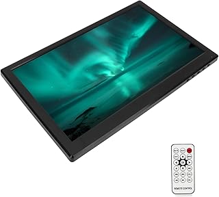 Mini Monitor, Alto-falantes Duplos Tela Colorida 100‑240 V 13,3 Polegadas 16:9 TFT LED Monitor 1366 X 768 Interfaces Múltiplas Com Controle Remoto para Escritório (plugue da ue)