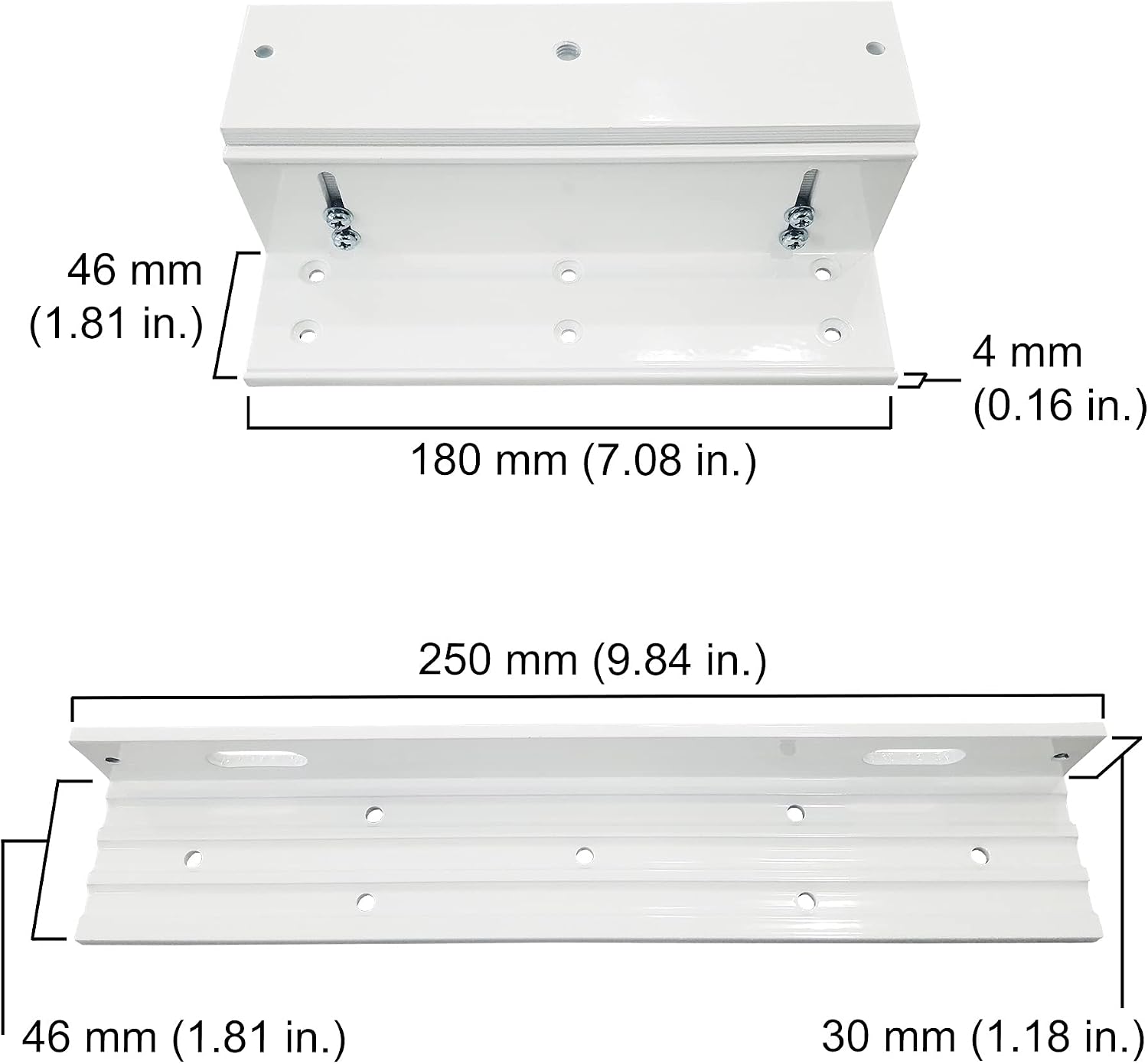 Visionis FPC-5192-WH White 600lbs Indoor Electromagnetic Lock with 600 lbs L and Z Bracket for Inswinging Door