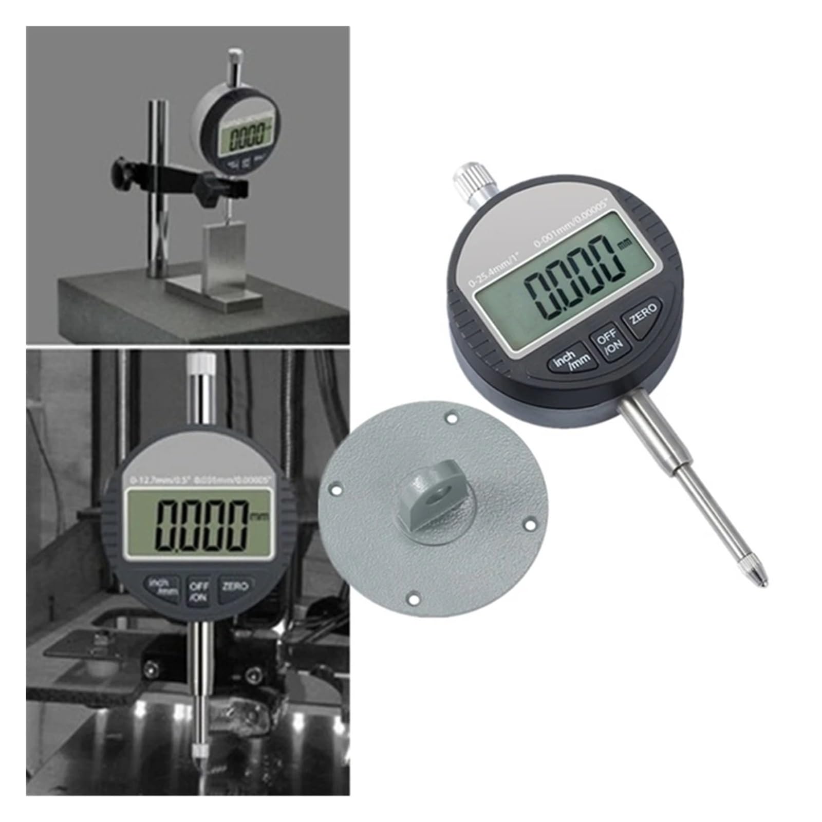 Micrómetro electrónico de 0,001 mm Indicador de cuadrante digital de 0,00005" Indicadores de prueba de 0,001 mm 0-12,7 mm/1 pulgada Indicador electrónico,Medición de precisión(0.001mm)