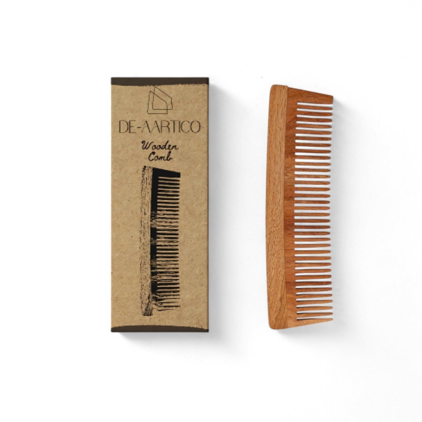 Neem wooden comb for women hair growth | Kacchi herb treated neem wood comb Wet or Dry Curly, Thin, Thick, Wavy, or Straight Hair - Natural Wood Comb for Women & Men (Wide Tooth)