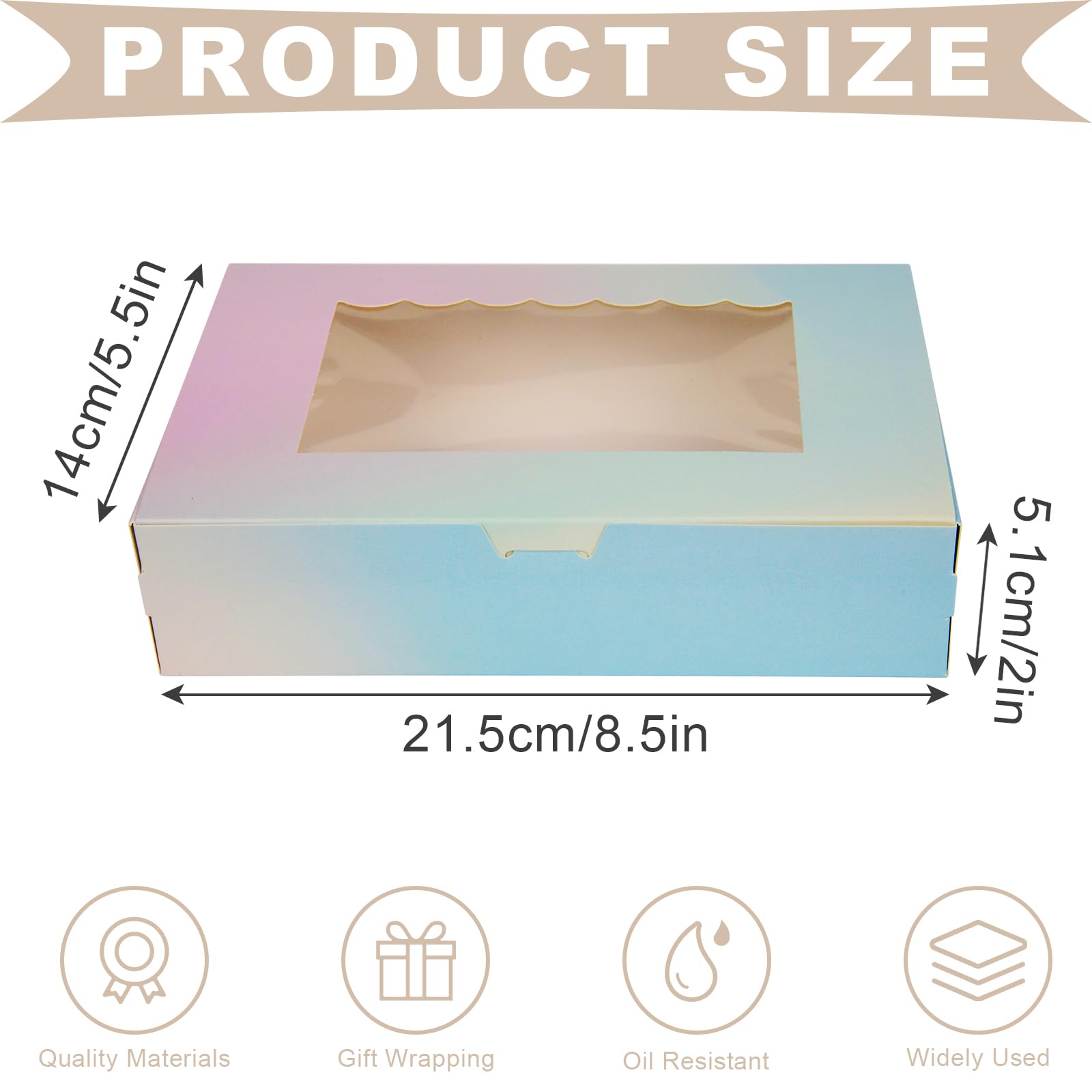 10 Stück Kuchenboxen Mit Sichtfenster – 49,5 X 67,3 X 12,7 Cm, Aus Karton, Für Donuts, Kekse, Cupcakes & Gebäck
