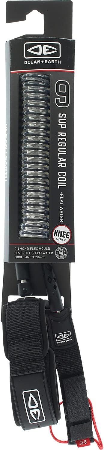 Ocean & Earth SUP/Longboard Knee Coil Black Longboard Leash - 9'