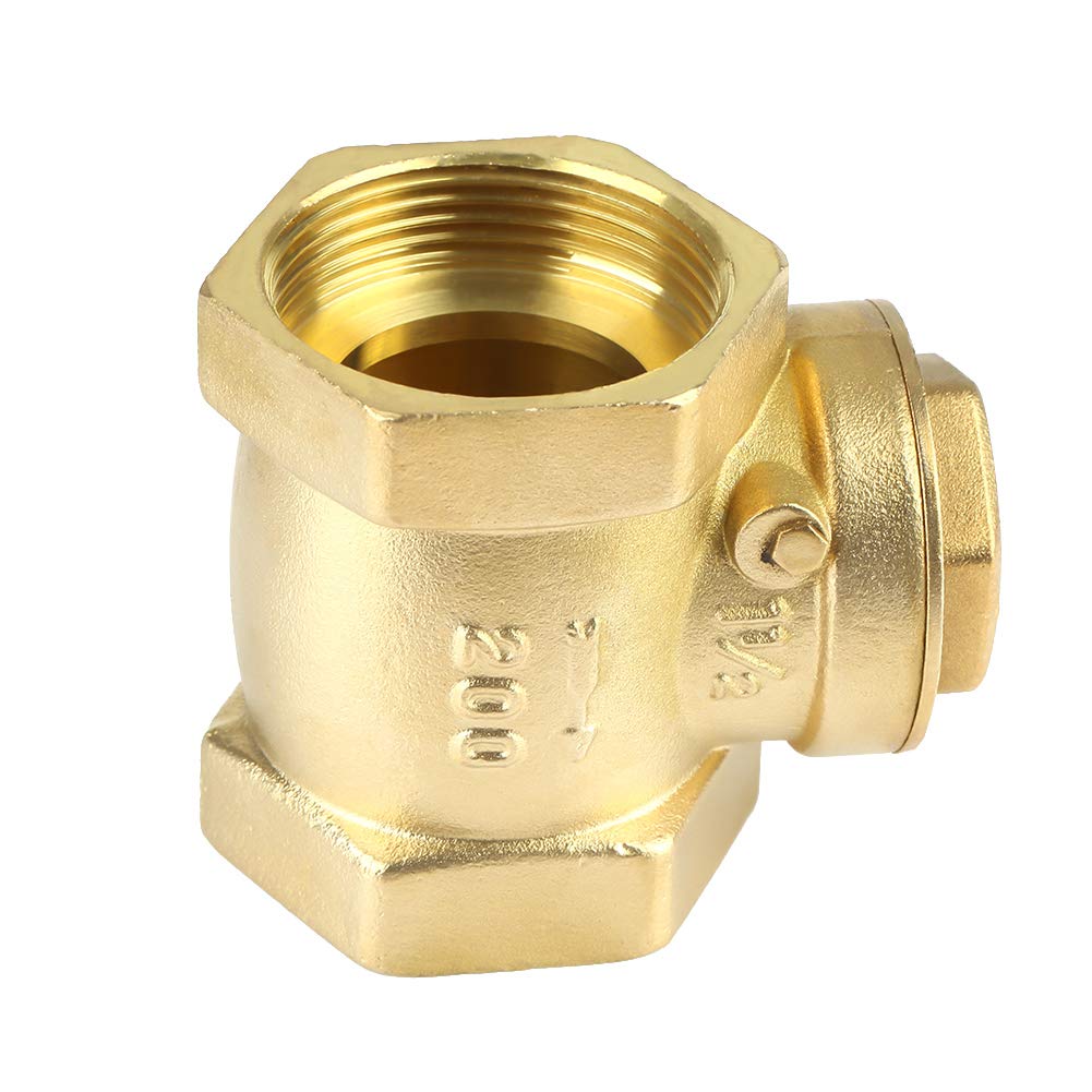 50mm Brass Non Return Valve+ Akozon One-Way Check Valve DN40 Female Thread Brass Non-Return Swing Check Valve 232PSI Prevent Water Backflow
