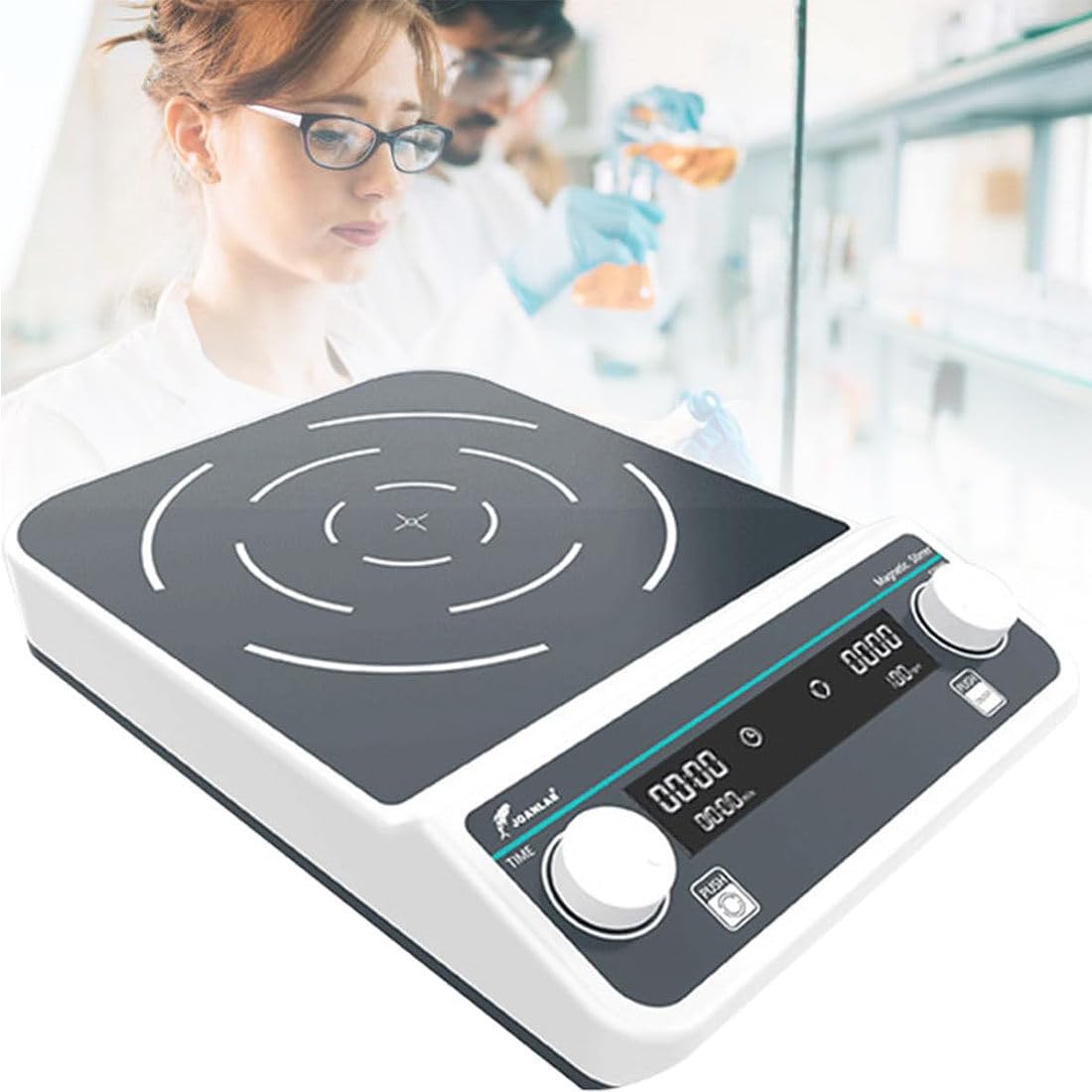 Laboratoryjne mieszadło magnetyczne, cyfrowa płytka mieszadła LED z funkcją pomiaru czasu, 50-1500 obr./min regulowana prędkość, mieszanie do przodu i do tyłu, 50 l