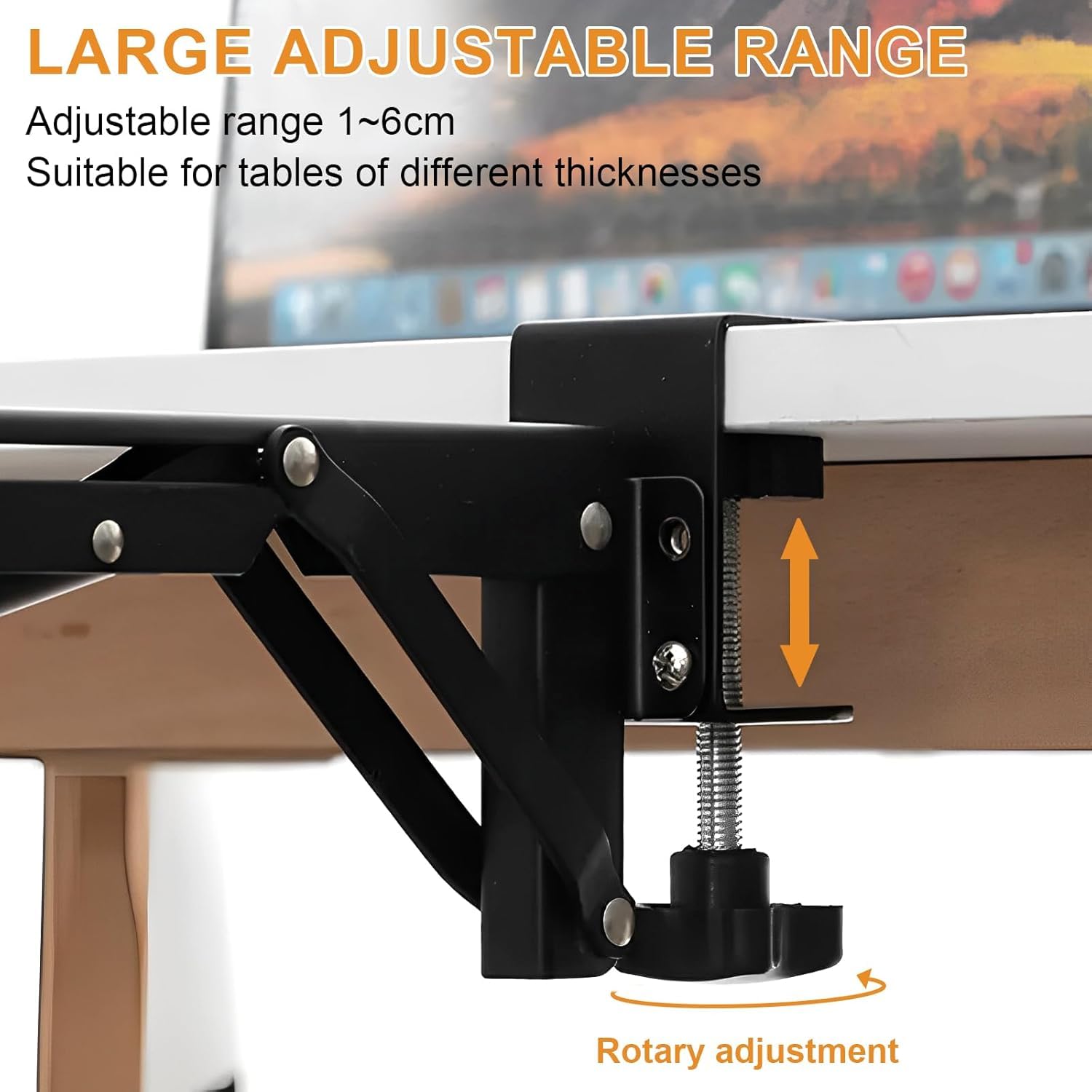 2 Piezas Extensión de Escritorio Plegable con Abrazadera, Ampliación de Mesa sin Taladrar, Bandeja para Teclado Abatible para Tableros de 1-5 cm, Soporte Extensible para Oficina, Teletrabajo y Gaming