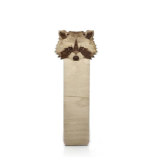 Miniatura 1 de RACCOON Engraved Wood Bookmark  Baltic Birch Wooden Geometric Animal Creature Book Mark  Great Gift Idea!