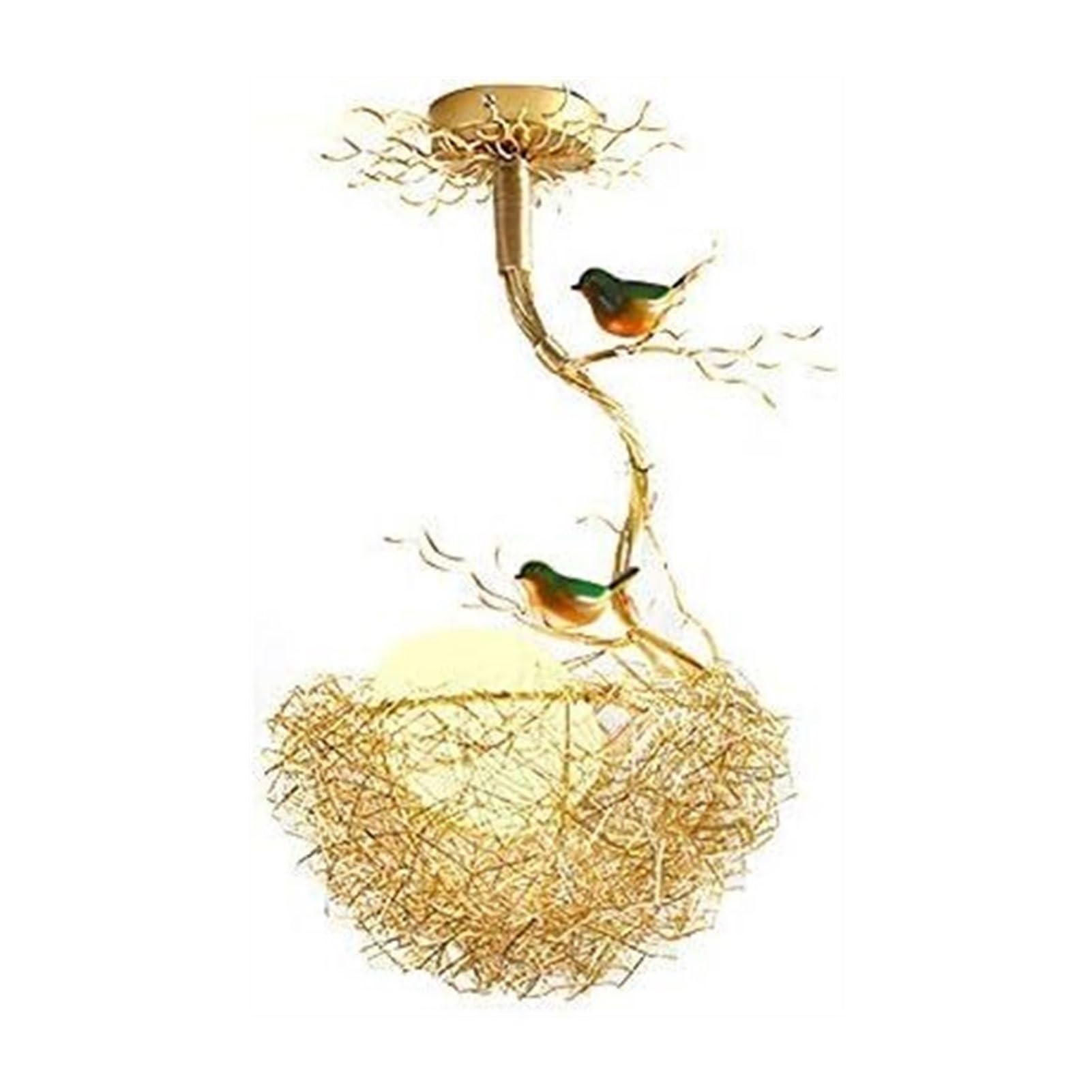 LUOYAOB Creative Woven Bird Nest Ceiling Light Bird Nest Art Hanging Led Ceiling Lamp Close to Ceiling Lighting Fixture for Restaurant Bedroom Cafe Kitchen Island Hallway (Color : Warm light)