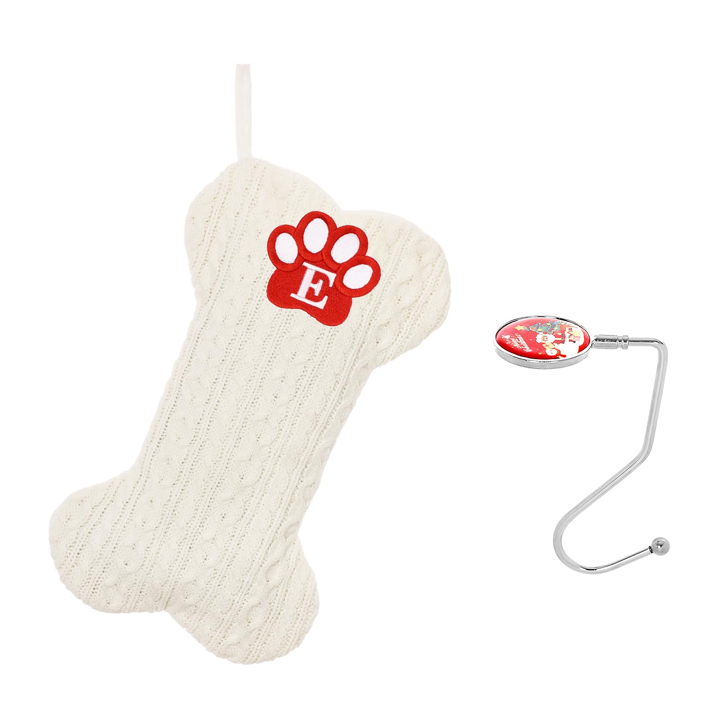Ulico Dog Stocking with Initials，Bone Christmas Stocking with Letters,Large Knit Embroidered Monogram Christmas Stocking for Dogs Cats,Xmas Stockings