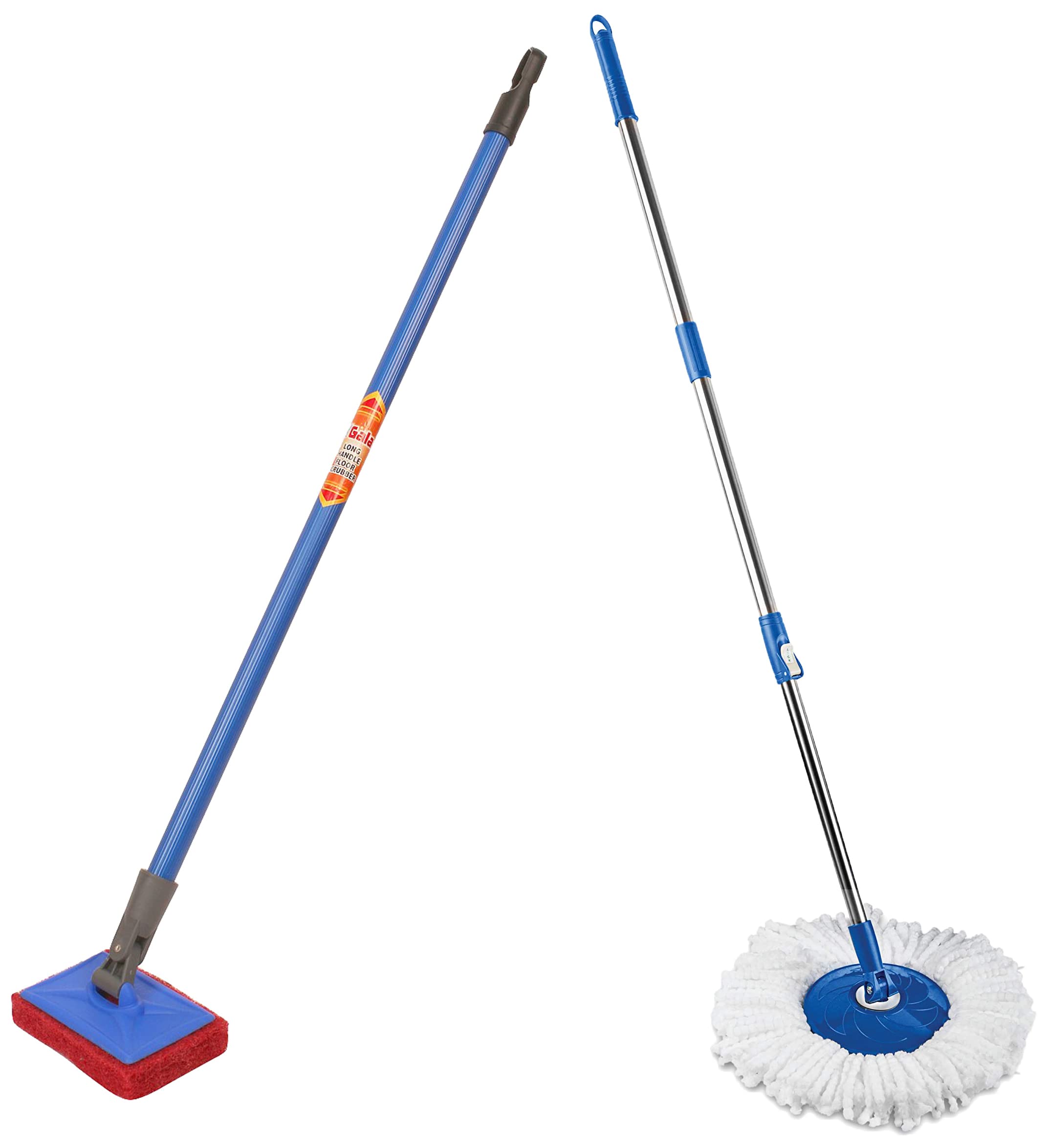 Gala - 151810 Scrubber with Long Handle (Multicolour) andGala Spin Mop Extendable Handle/Stick Rod with Microfiber Refill (150750), White & Blue Finish (B09HMYFCNQ) Amazon Price History, Amazon Price Tracker