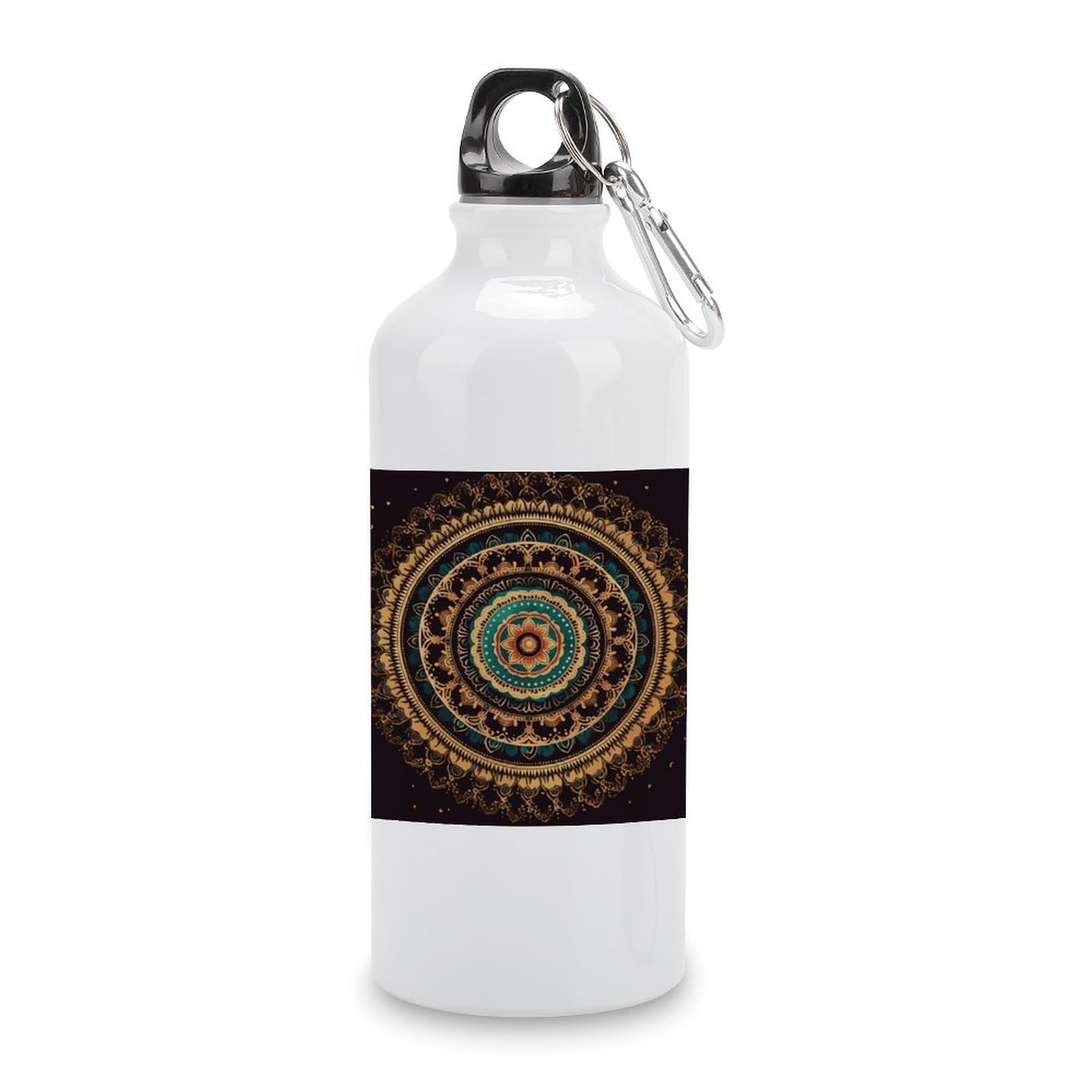 VstaDank Mandala Water Bottles Aluminum Sports Water Bottle with Lid&Hook Buckle Fashion Vacuum Insulated Water Bottles Hydration Flask Leak Proof Tumbler Keep Cold&Hot