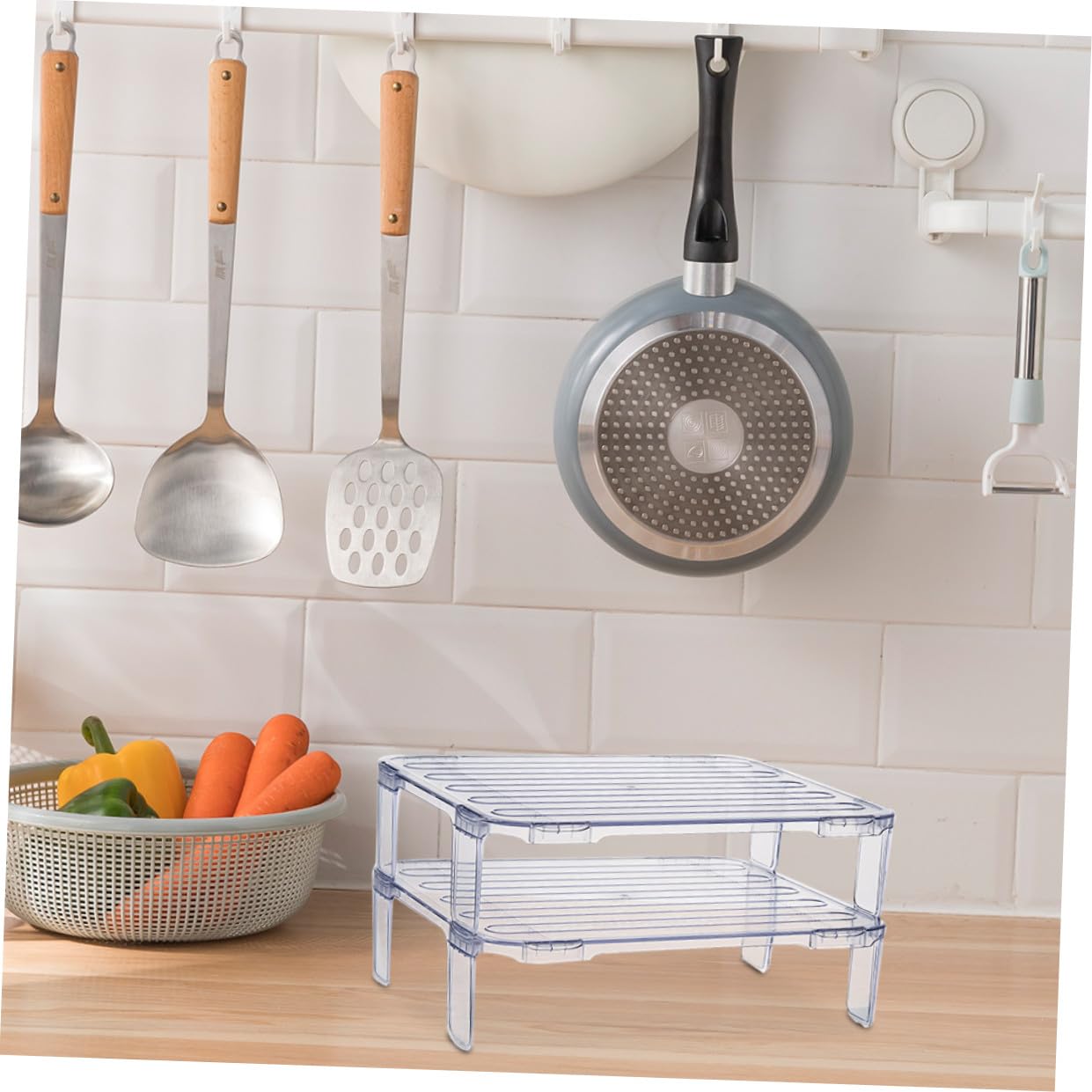 Zerodeko Set de Étagères de Rangement Empilables Support Robuste pour Bols et Condiments Lot de 2 Cuisine en As pour Hôtels et Repas Hotpot