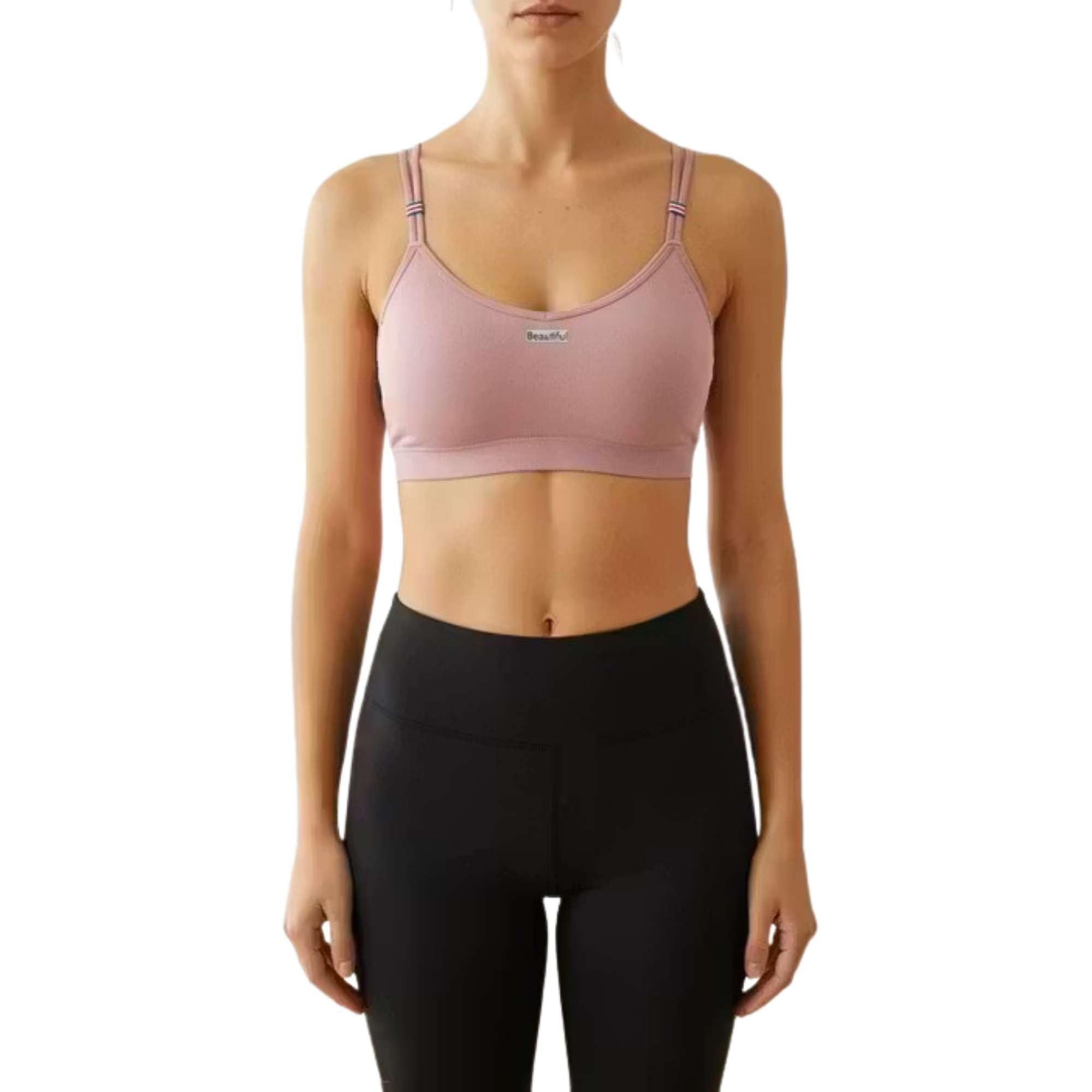 Cotton Blend Double Strap Sports Bra for Women | Solid Stretchable Wireless Non-Padded Bra for Everyday Use | Soft Support Gym Yoga Workout Activewear Bra for Ladies-image-15