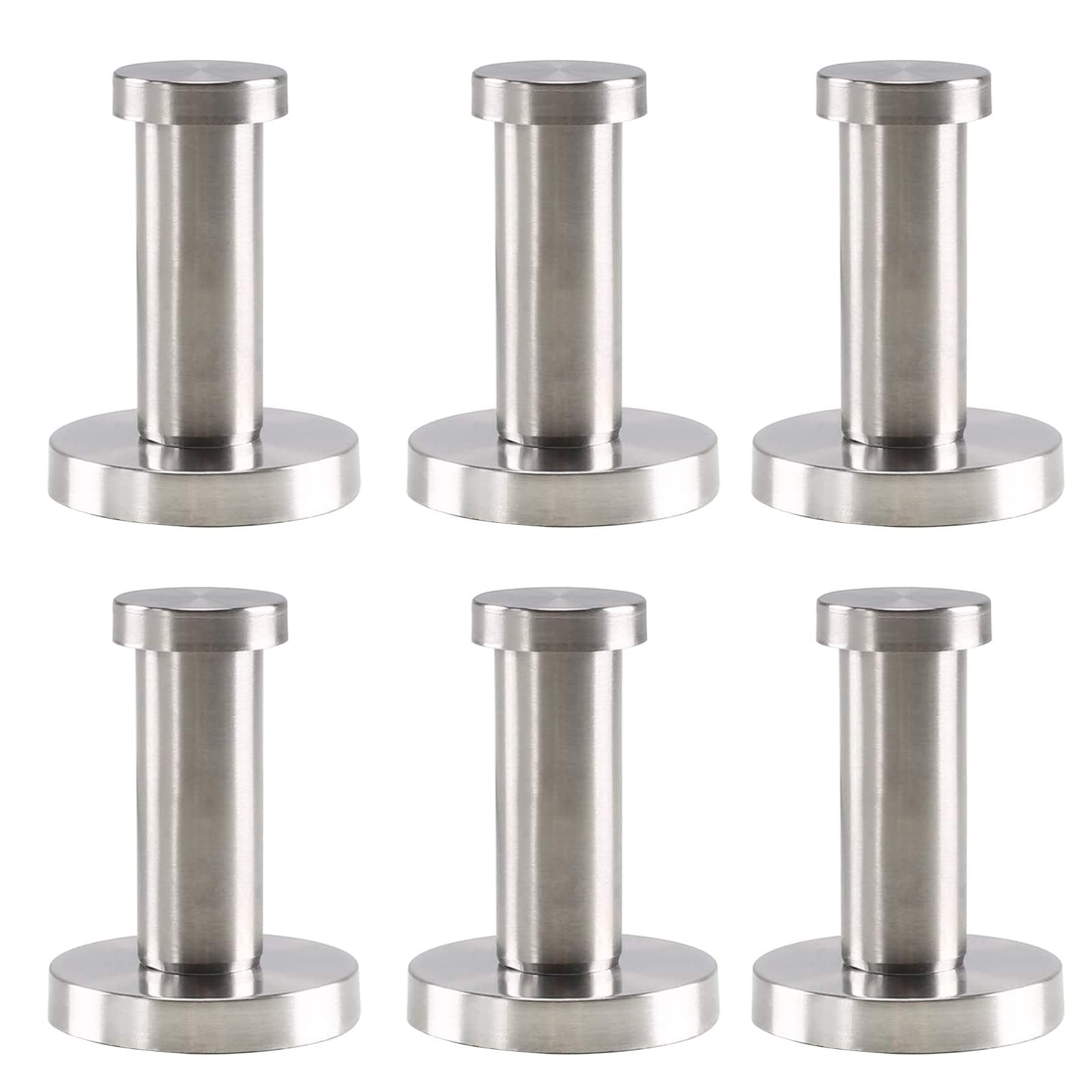 6 ganci appendiabiti appendiabiti in acciaio inox, per forare, da parete, con viti, per bagno, cucina, cappotto, asciugamani, 52 mm