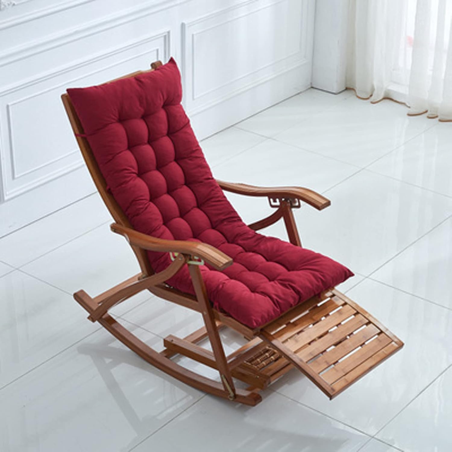 ZHOUZHOU Outdoor Patio Garden Chair Seat Pad Indoor Furniture Chaise Chair Cushion Non-Slip Washable Sun Lounger Swing Bench Cushion with Ties Grey