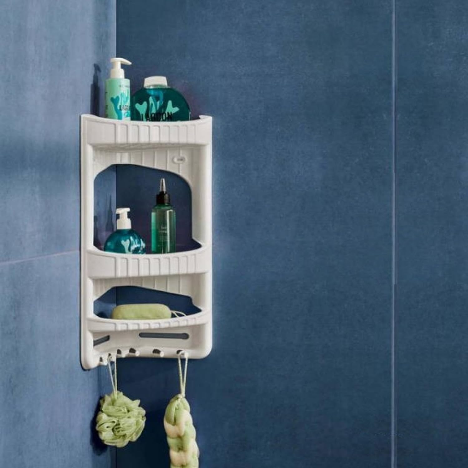 Mensola Angolare Per Bagno Con Cassetto - Organizer In Plastica Per Cucina O Casa - Foto 13