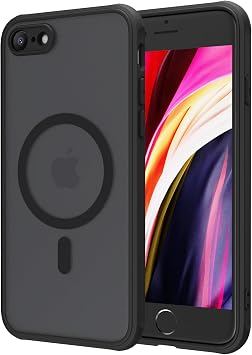 PinLiSheng iPhone SE Case, Compatible with iPhone SE2/SE3/8/7, MagSafe Wireless Charging, Shockproof, Matte Translucent, TPU + PC Cover, US Military MIL Standard, Shock-Absorbing, Strap Hole, Mobile Phone Case Black, iPhone SE2, iPhone SE3, iPhone8, iPhone7