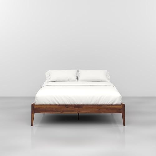 Miniatura 201 de Bme Dinkee - Base de cama de tamaño matrimonial sin cabecera, 15 pulgadas, minimalista y moderna, madera de acacia, 12 listones de madera para
