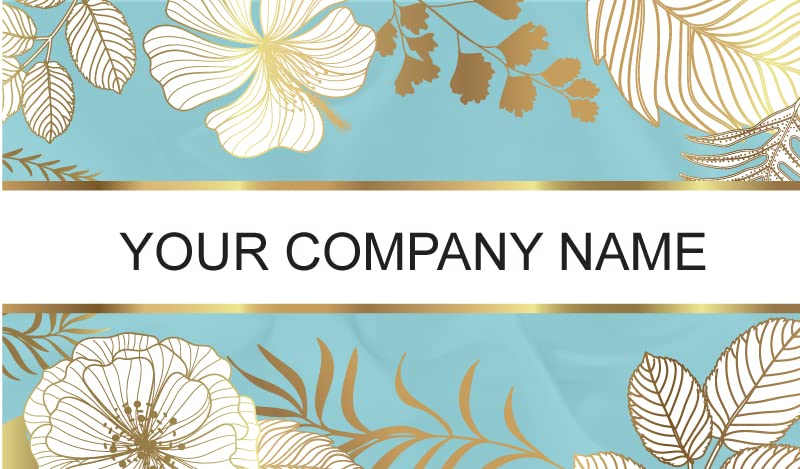 Floral Custom Premium Business Cards, Full color 2sides Printing- 16pt (350gsm-Thick paper), Matte finishing-Front & Back (Teal-2)
