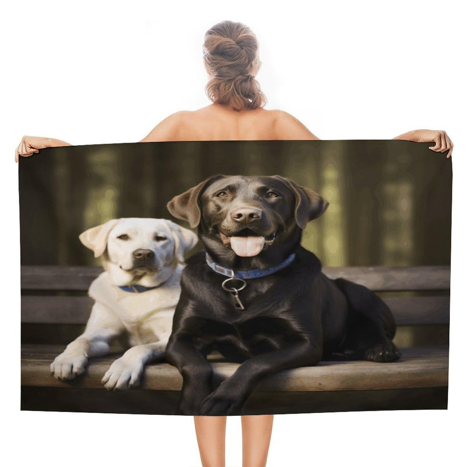VstaDank Labrador Bath Towel Stylish Double-Faced Pile Travel Towel Soft Absorbent Beach Towel for Pool Swim Sports Camping Adults Gift 51X31 Inch