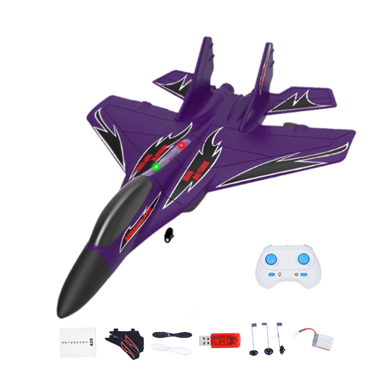Milageto Avión RC Planeador RC Avión Teledirigido Estructura Ligera de Espuma PP con Y Planeo Estable Adecuado para Principiantes Pa, Púrpura