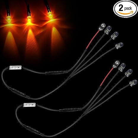 2 Pieces Flame 3 Head Micro Special Effects Flicker Light Kit 12v 9v Dc for Theatrical Torch(Orange)
