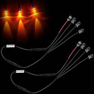 2 Pieces Flame 3 Head Micro Special Effects Flicker Light Kit 12v 9v Dc for Theatrical Torch(Orange)