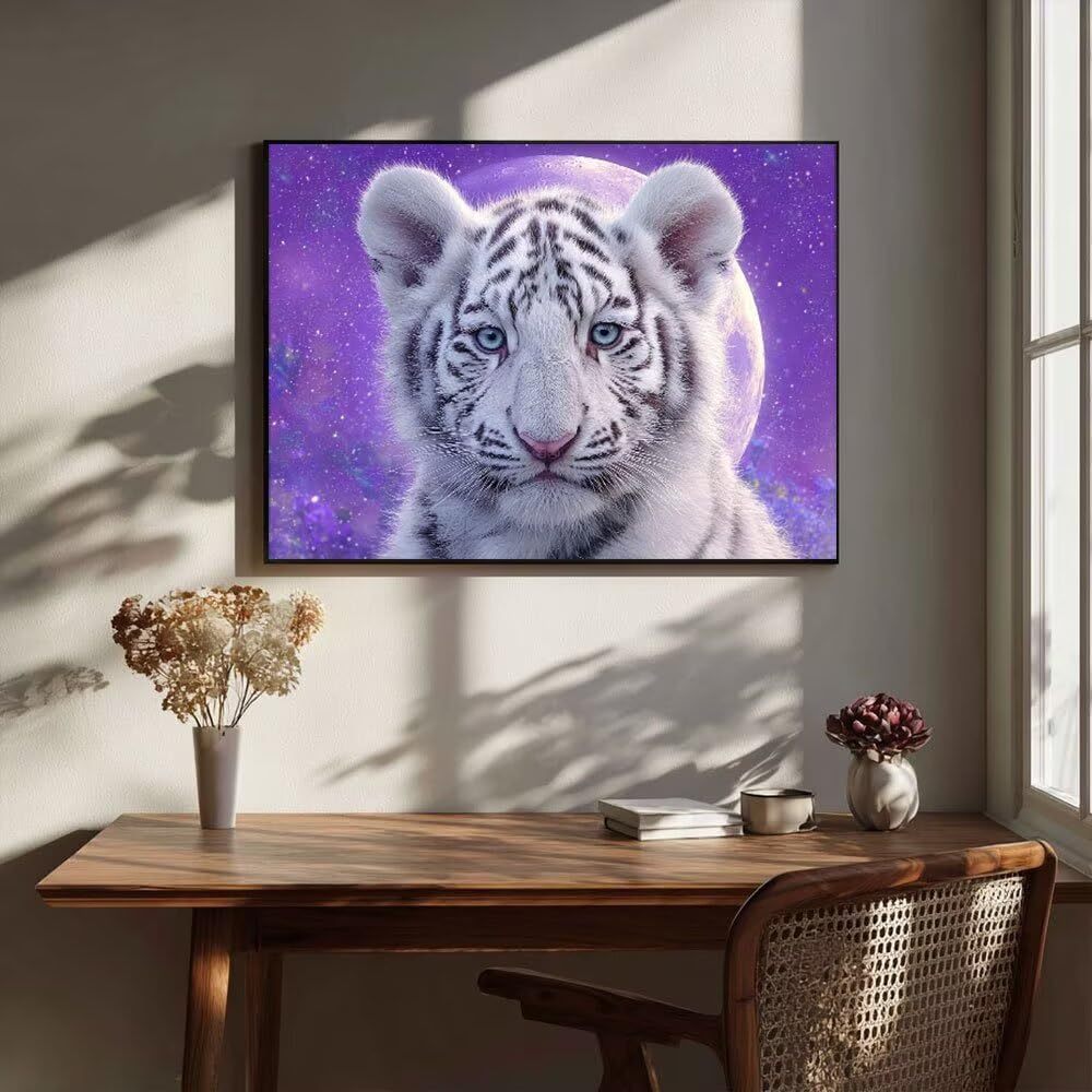 Malen Nach Zahlen Erwachsene DIY Komplettset - Hochwertige Acrylfarben & Leinwand - Entspannendes Kunsthandwerk für Anfänger & Fortgeschrittene - Ideales Home Deko - Tiger Süß Motiv (80x100cm) C-305