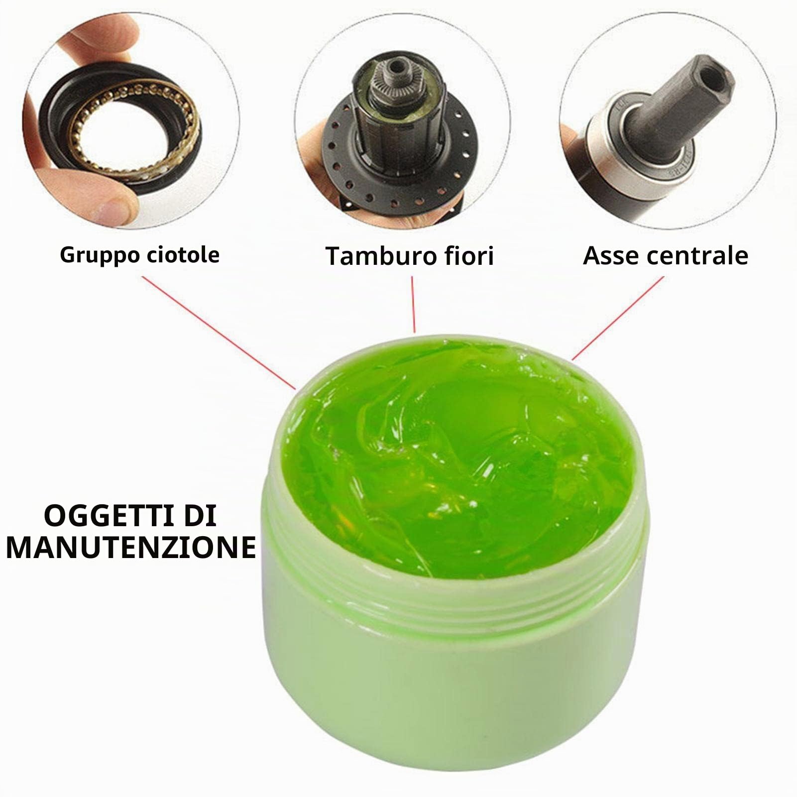 Grasso per Cuscinetti per Bici, 50 g di Pasta per Grasso per la Manutenzione dei Cuscinetti della Bicicletta, Lubrificante Ecologico, nessun Danno per l'ambiente, Ottimo lubrificante Umido