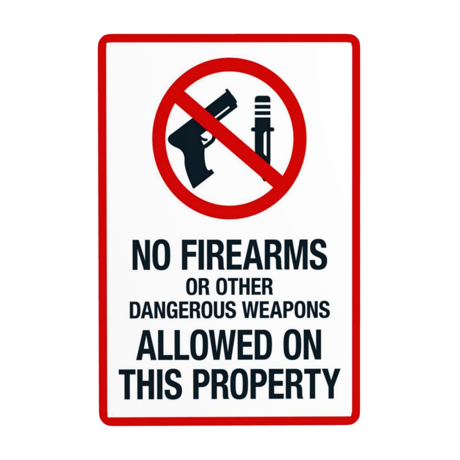 No Firearms Or Dangerous Weapons Allowed Vintage Metal Security Warning Sign 12x8 Inch