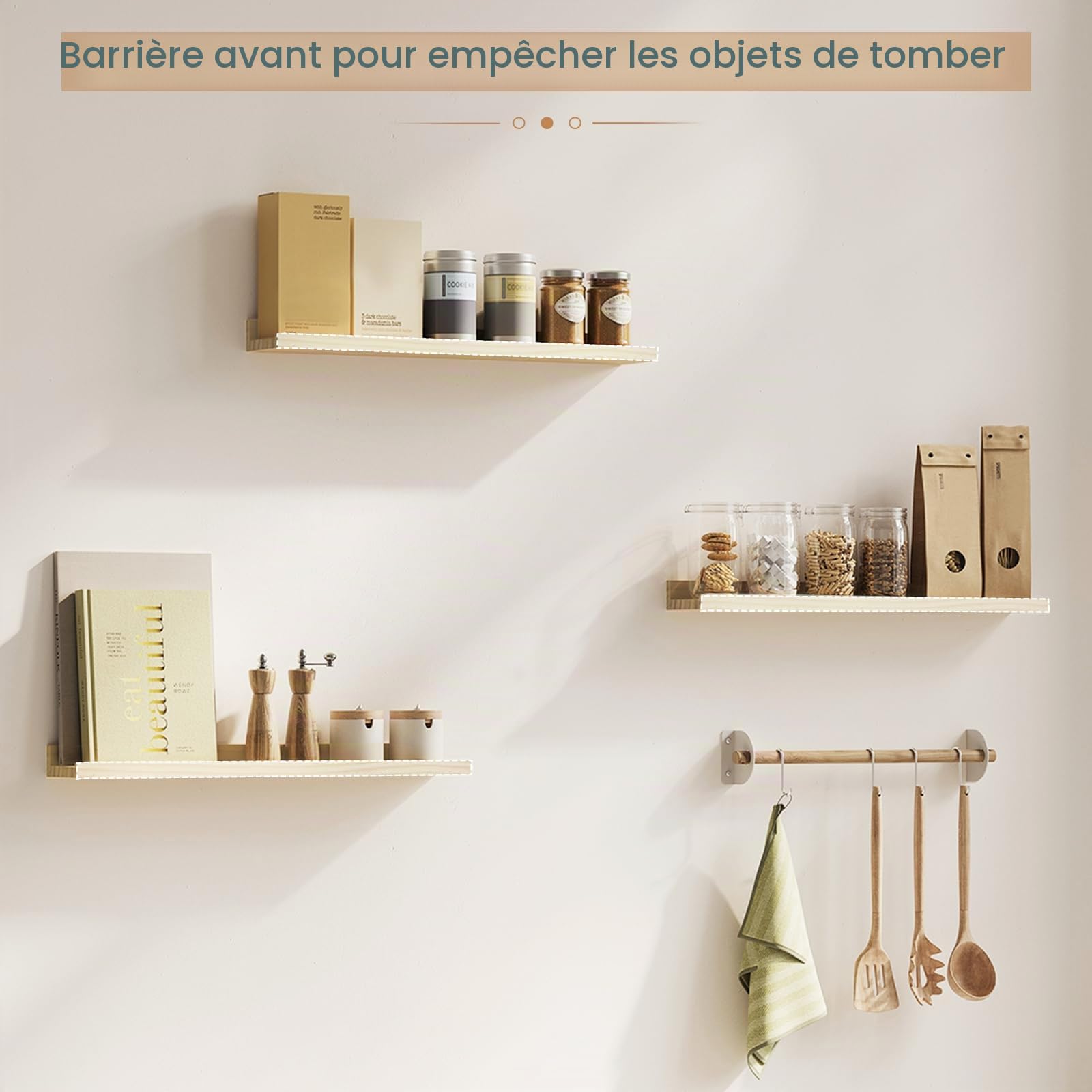 eSituro Étagère Murale, Étagère Flottante,Chêne,80x10x4cm, Bois 2er