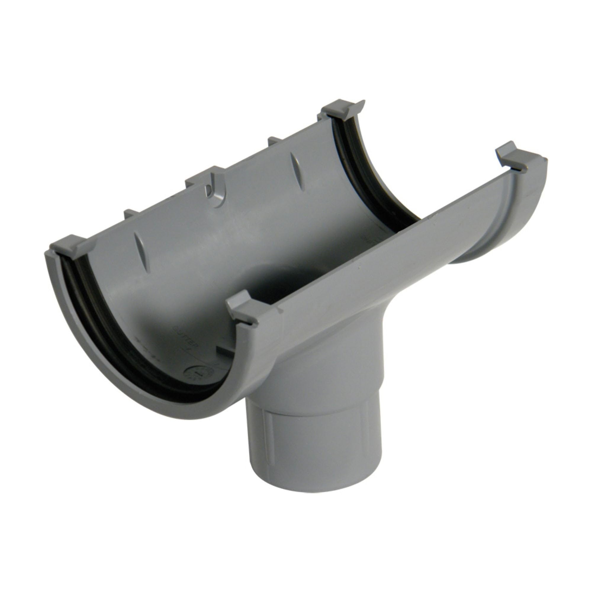Floplast Guttering ROM1GR 76mm Miniflo - Running Outlet - Grey