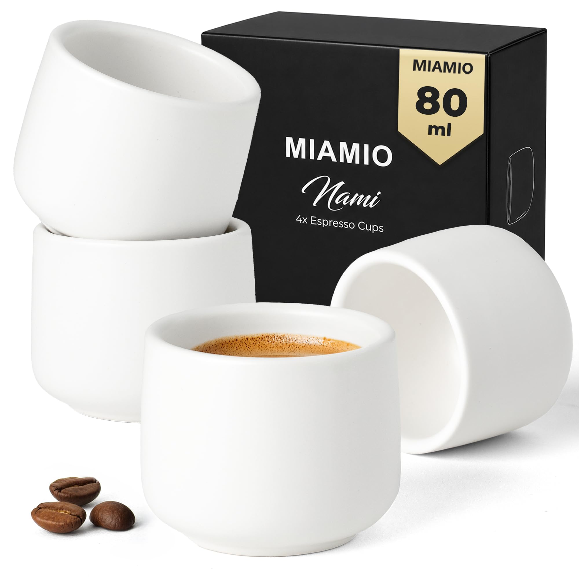 MIAMIO - Espresso Cups Set of 4, Ceramic (80 ml) - Nami (White) — image 1